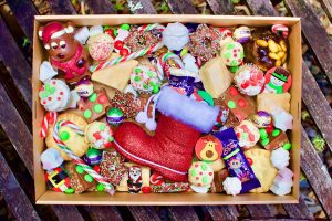 Christmas box filled with treats and chocolates